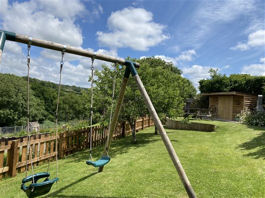 Children's swings in garden